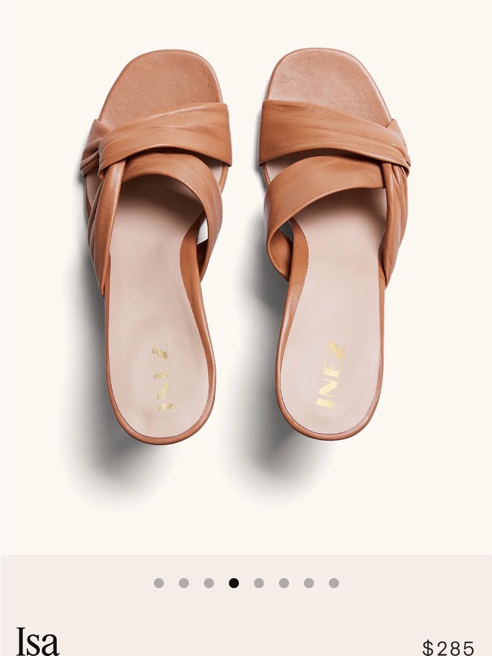 Isa Leather Knot Slide Heels Tan *NIB NEVER WORN - protective film still on shoe - Picture 3 of 16